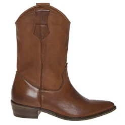 THE FLOW M301 STIVALE TRONCHETTO TEXANO PELLE CUOIO