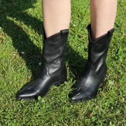 THE FLOW M301 STIVALE TRONCHETTO TEXANO PELLE NERO