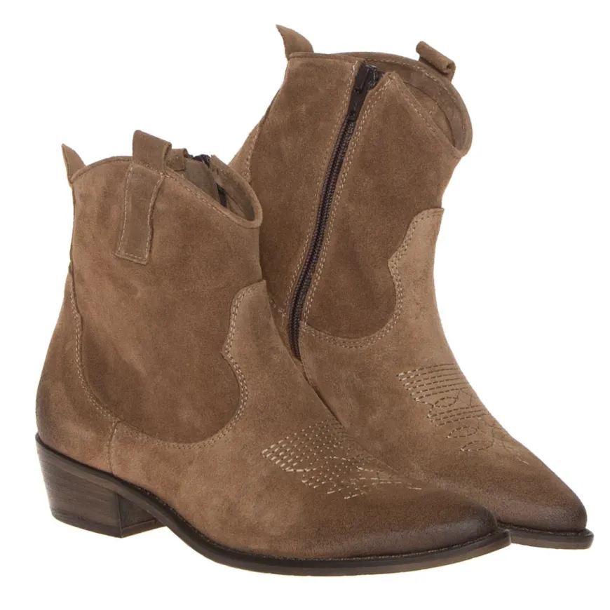 THE FLOW M305 STIVALETTO TEXANO PELLE SCAMOSCIATA SABBIA