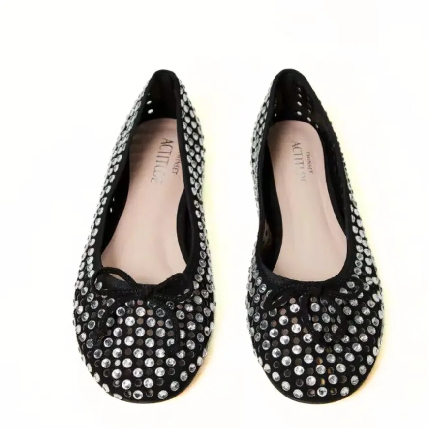 TWINSET BALLERINA ACP016 NERO STRASS
