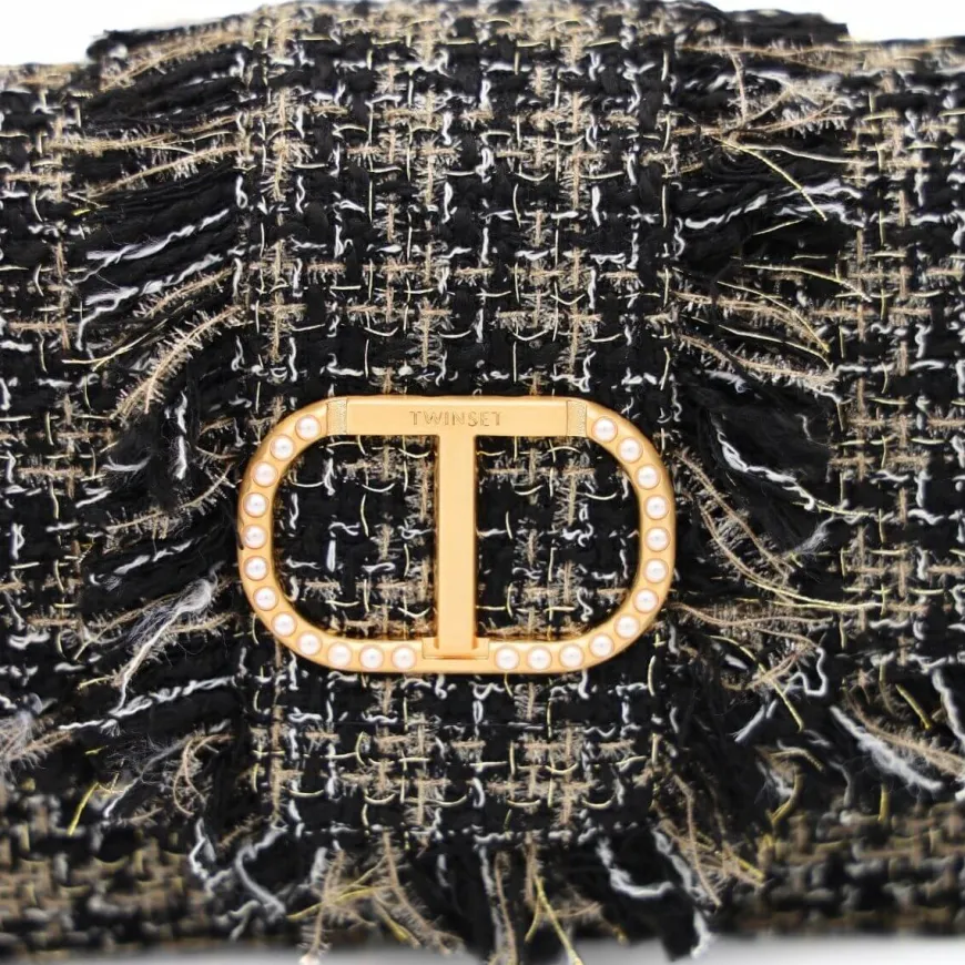 TWINSET BORSA TB7180 TWEED NERO