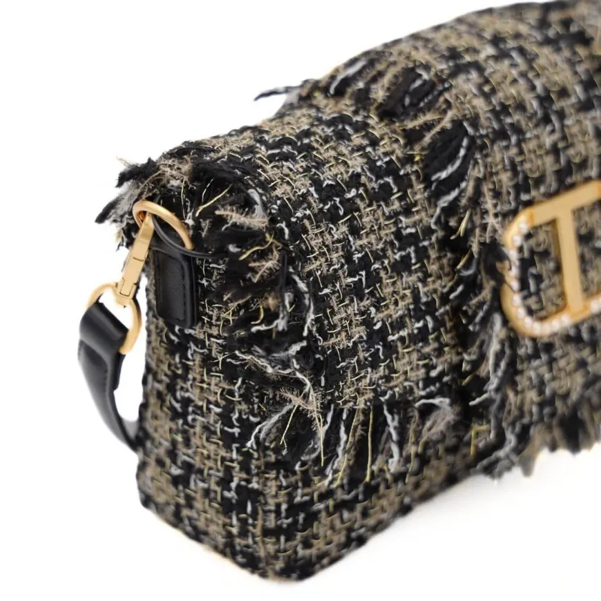 TWINSET BORSA TB7180 TWEED NERO