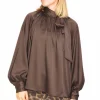 VICOLO BLUSA 1562 FIOCCO MARRONE