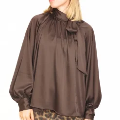 VICOLO BLUSA 1562 FIOCCO MARRONE
