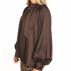 VICOLO BLUSA 1562 FIOCCO MARRONE