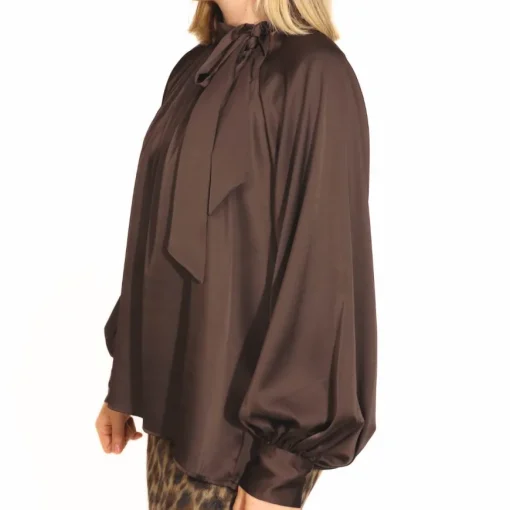 VICOLO BLUSA 1562 FIOCCO MARRONE